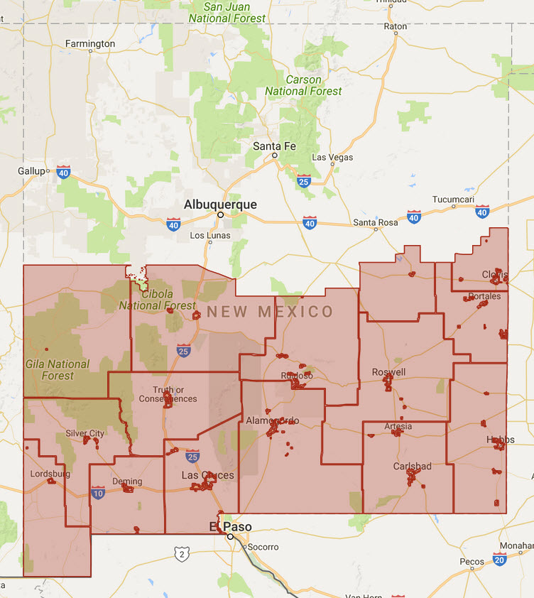 NM GRT Rate Map - Southern Districts